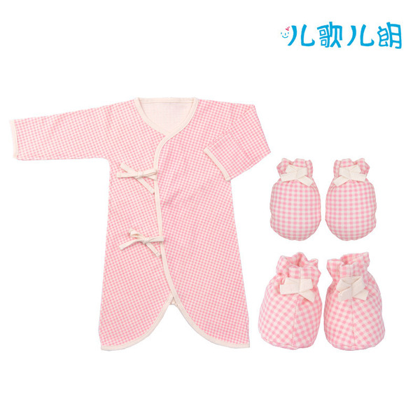 婴儿睡袍+手套+脚套 Pink