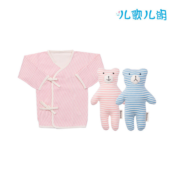婴儿和尚服上衣+摇铃娃娃套合 Pink