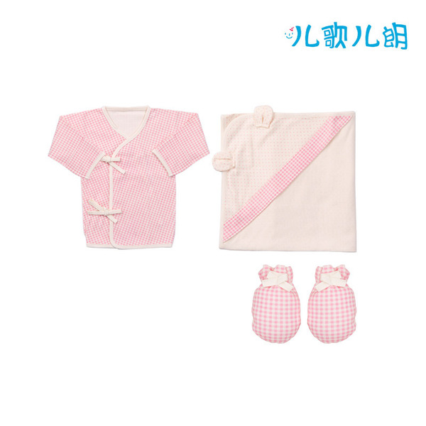 婴儿和尚服上衣+抱被+手套 Pink