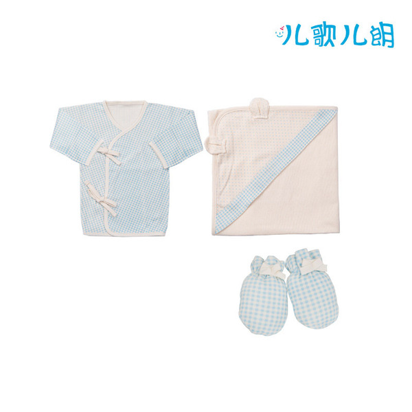 婴儿和尚服上衣+抱被+手套 Blue