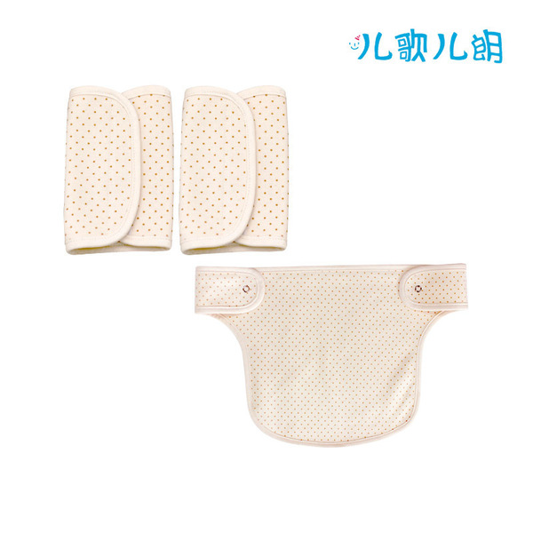 婴儿绑带口水巾(魔术贴)+胸围兜儿 Brown-Dot